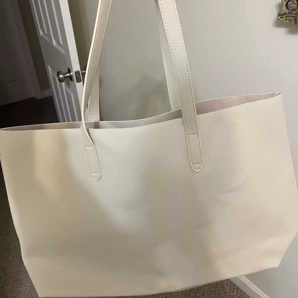 Vegan Leather Tote Bag Cream